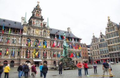 Antwerp City Hall and Guild houses on Grote Markt