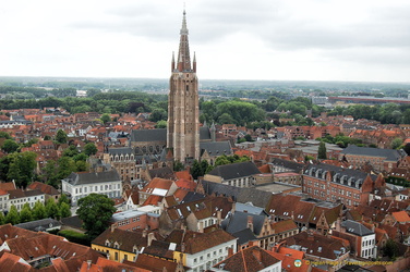Aerial view of Bruges and the Onze-Lieve-Vrouwekerk