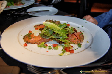 Salmon carpaccio at Cafedraal