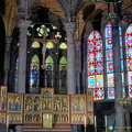 Beautiful stained glass and altarpiece of the Church of Our Lady