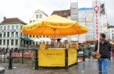 Boat in Gent, another boat tour company on the corner of Kraanlei