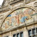 Apollo and his muses over the entrance of the Royal Dutch Theatre