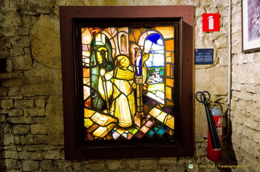 Lead window with religious art