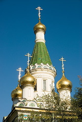 St. Nikolai's five onion domes are covered in gold