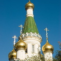 St. Nikolai's five onion domes are covered in gold