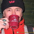 Tony keeping warm with glühwein