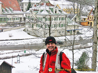 Tony views the Villa Jagerhaus and Hotel Lisl from the hill