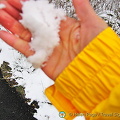 Touching our first snow in Germany, and here is the proof