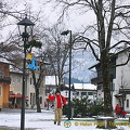 Pretty park in front of the  Oberammergau Passion Play Theatre
