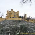 Four-storey high, Schloss Hohenschwangau is flanked by angular towers