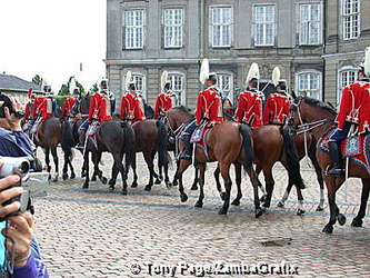 Ceremonial changing of the guards take place in the square at noon
