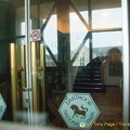 Tony peeking into a very shut Dartmoor National Park office
