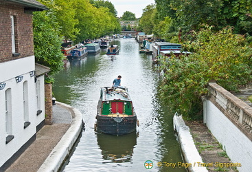 Canal Boat passing through lock