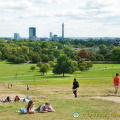 Panoramic view of central London from Primrose Hill
