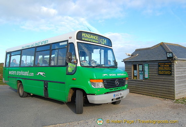 The Western Greyhound bus 504 is one of the bus services to the Minack Theatre