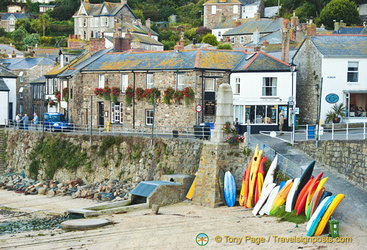 View of the Mousehole harbour and the Ship Inn