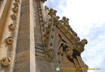 Gargoyles form part of the decoration of St Mary's church spire
