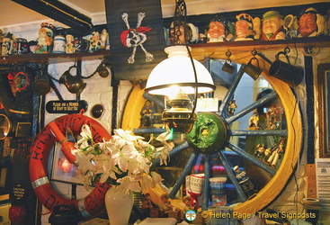 All kinds of nautical artefacts decorate each inch of space in the Benbow Inn  