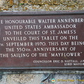 Tablet commemorating the 350th anniversary of the sailing of the Mayflower.