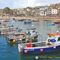 The colourful boats in St Ives Bay