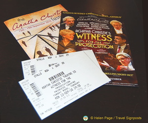 Our tickets for the Witness for the Prosecution play