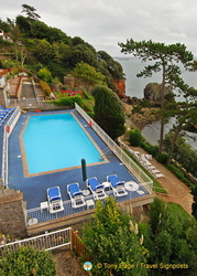 Looking down to the swimming pool