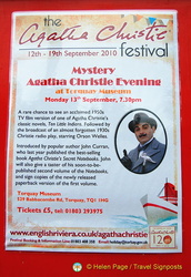 An ad for an Agatha Christie Mystery Evening at the Torquay Museum