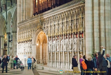 15th-century stone Choir Screen is one of the most striking internal features of York Minster
