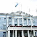 Helsinki Town Hall with its flag at half-mast in memory of the September 11 victims