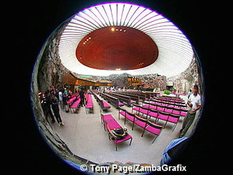 A fisheye view of the Rock Church - note the copper coil roof