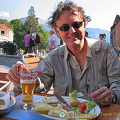Tony enjoying some great cheeses and a beer