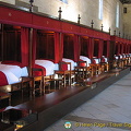 Row of four-poster beds