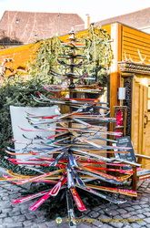 A ski Christmas tree at Wistub La Petite Venise