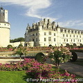 Diane de Poitiers, mistress of Henri II added the gardens and arched bridge over the river