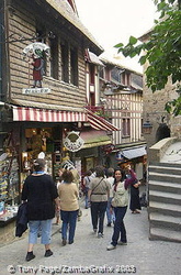The Grande Rue is now filled with restaurants and souvenir shops (lots of tacky ones) [Mont-St-Michel - France]