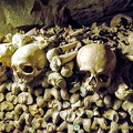 Some skulls and bones in the Catacombes