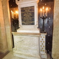 Close-up of marble cenotaph with dedication to Marie Antoinette
