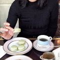 Me, enjoying my pistachio macarons
