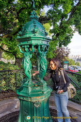 Having a drink from Montmartre's Wallace fountain