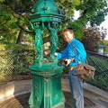 Tony has a drink from the Wallace fountain