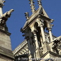Spires and gargoyles were added in the 19th C. by architect Viollet-le-Duc 