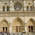 The large rose window, the gallery of kings and three large portals