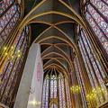 Upper chapel with 15 stained glass windows