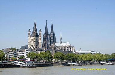 View of Groß St. Martin and Cologne Cathedral