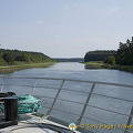 Our river boat approaches the next lock to take us to the Danube