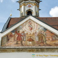 Religious artwork on gable of Grabkirche