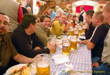A happy group in the Hofbräuhaus Festival Hall