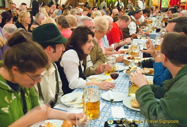 Groups having their dinner at Hofbräuhaus