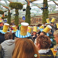 Stein hats at the Hofbrau beer tent