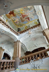 Staircase and ceiling fresco are noteworthy features of the Neue Residenz 
